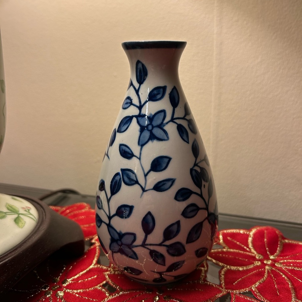 Blue and White Floral Vase